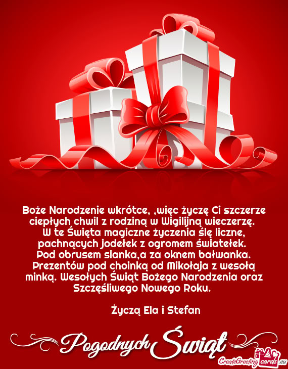 W te Święta magiczne życzenia ślę liczne, pachnących jodełek z ogromem światełek