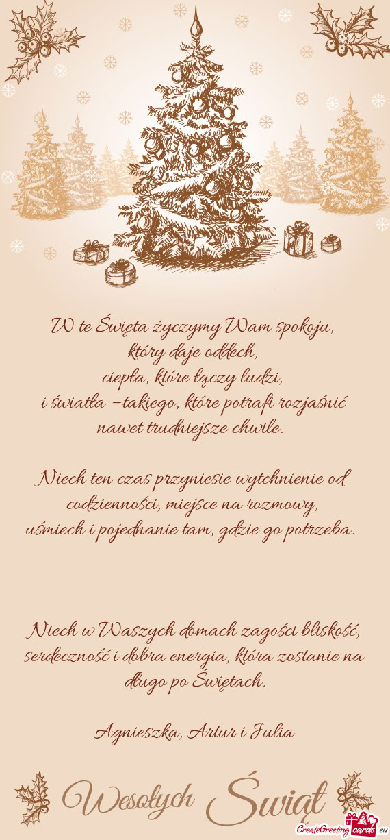 W te Święta życzymy Wam spokoju