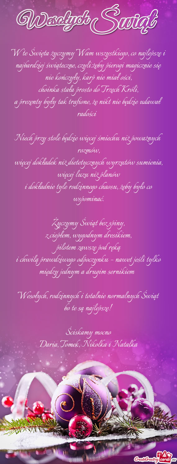 W te Święta życzymy Wam wszystkiego, co najlepsze i najbardziej świąteczne, czyli:żeby pierogi