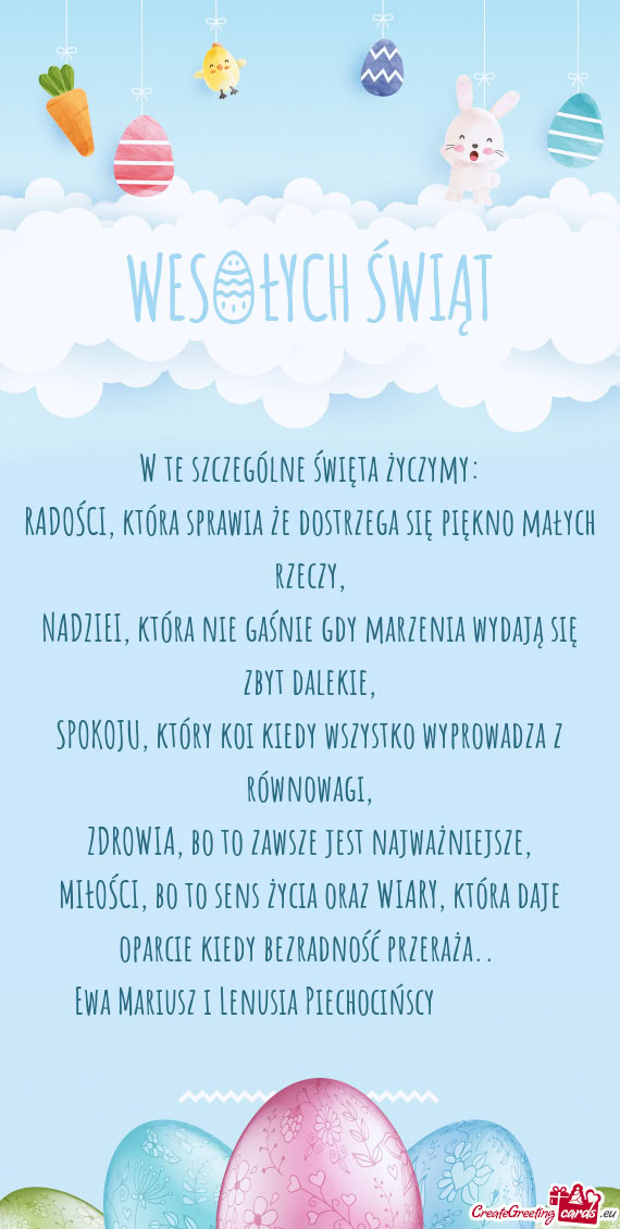 W te szczególne święta życzymy