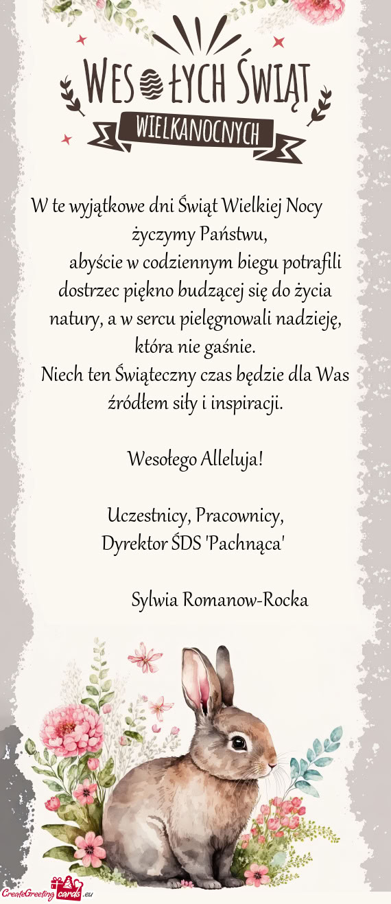 W te wyjątkowe dni Świąt Wielkiej Nocy         życzymy Państwu