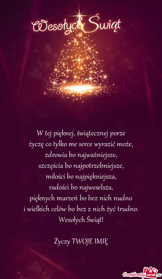 W tej pięknej, świątecznej porze  życzę co tylko me serce wyrazić może,