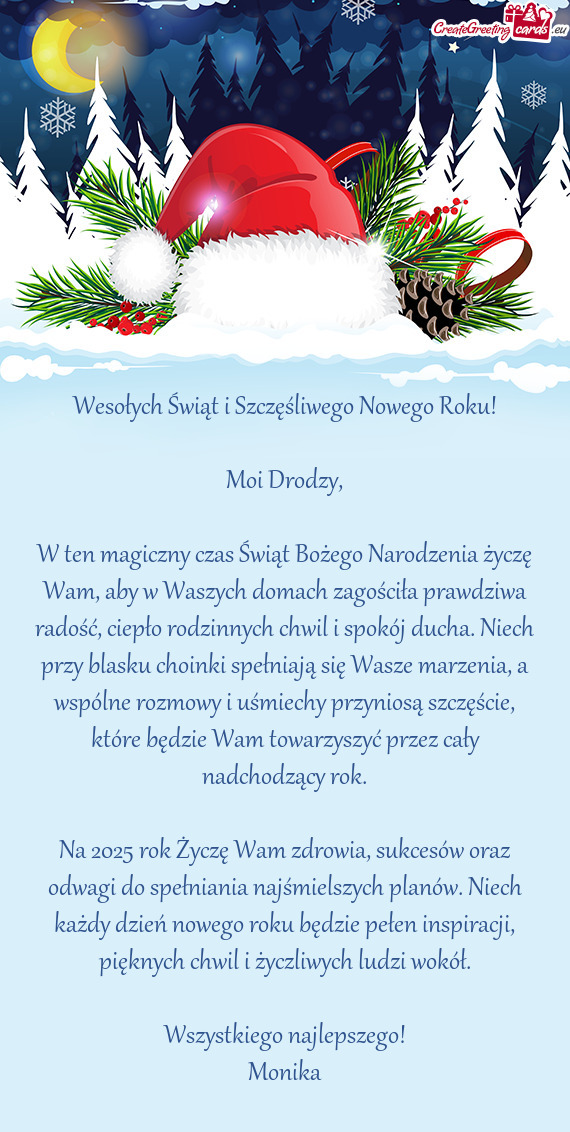 W ten magiczny czas Świąt Bożego Narodzenia życzę Wam, aby w Waszych domach zagościła prawdzi