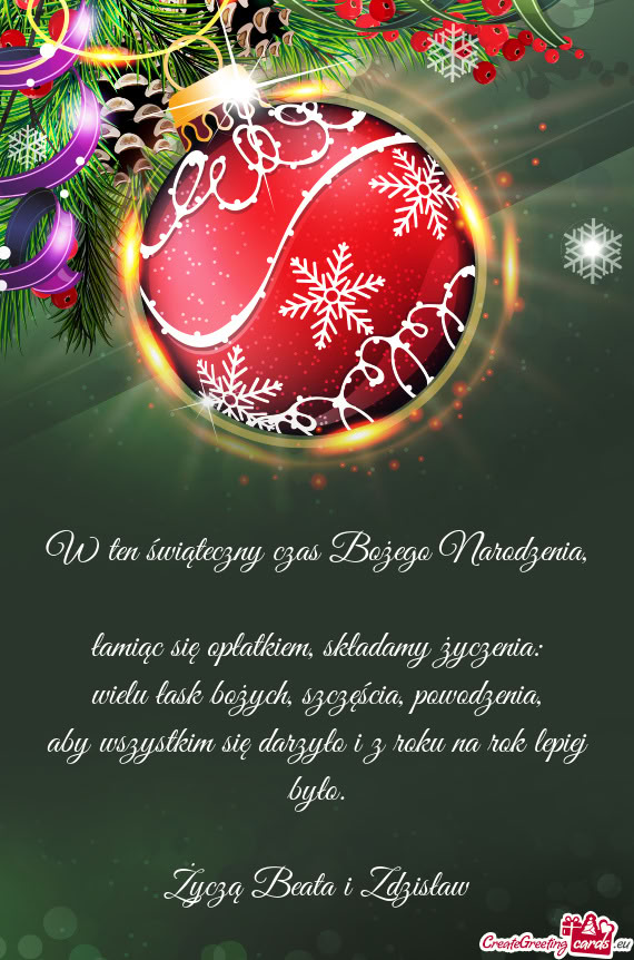 W ten świąteczny czas Bożego Narodzenia,  łamiąc się opłatkiem,