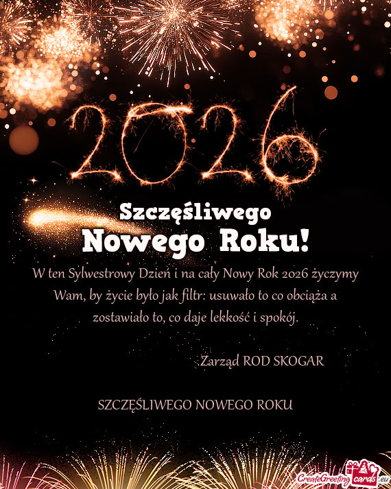 W ten Sylwestrowy Dzień i na cały Nowy Rok 2026 życzymy Wam, by życie było jak filtr: usuwało