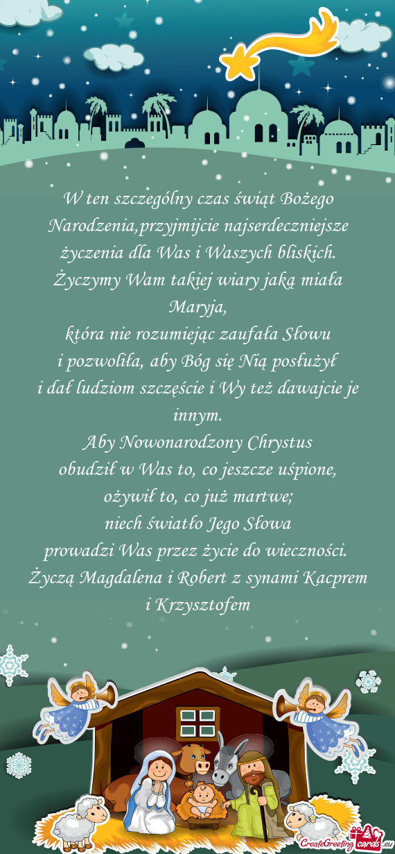 W ten szczególny czas świąt Bożego Narodzenia,przyjmijcie najserdeczniejsze życzenia dla Was i