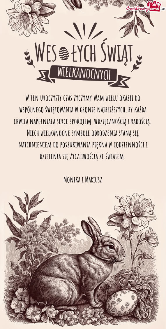 W ten uroczysty czas życzymy Wam wielu okazji do wspólnego świętowania w gronie najbliższych, b