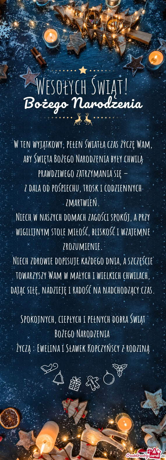 W ten wyjątkowy, pełen światła czas życzę Wam, aby Święta Bożego Narodzenia były chwilą p