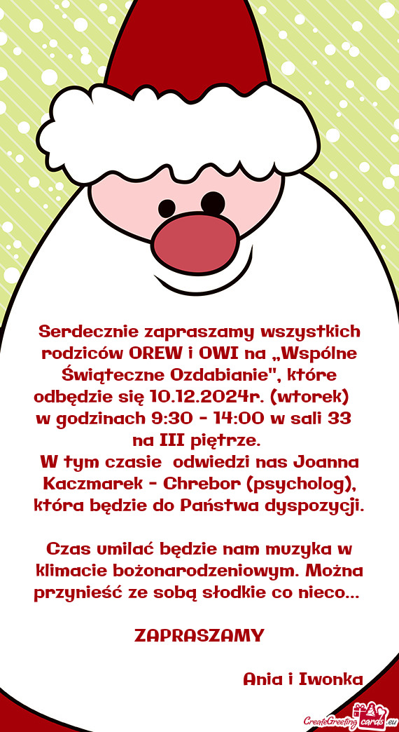 W tym czasie odwiedzi nas Joanna Kaczmarek – Chrebor (psycholog), która będzie do Państwa dysp