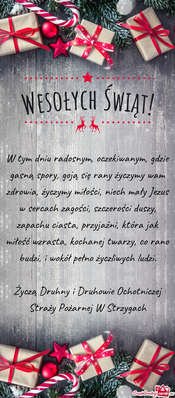 W tym dniu radosnym, oczekiwanym, gdzie gasną spory, goją się rany życzymy wam zdrowia, życzymy