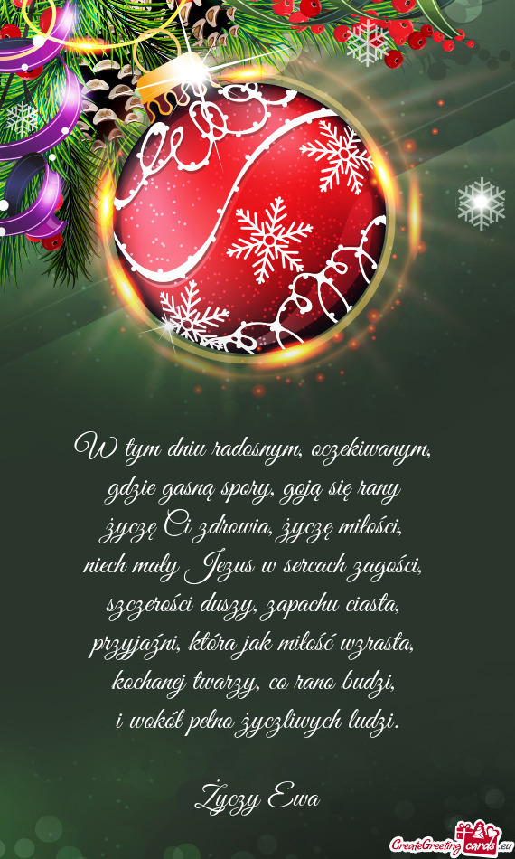 W tym dniu radosnym, oczekiwanym,   gdzie gasną spory, goją się rany