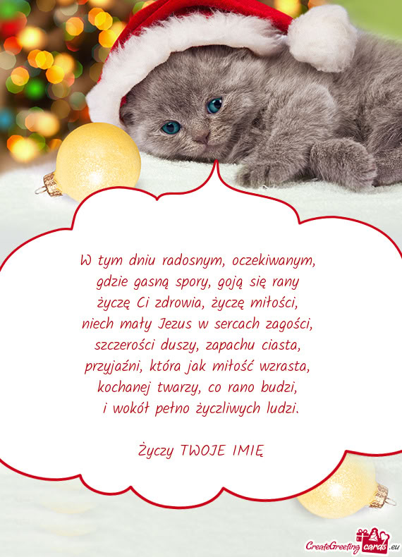 W tym dniu radosnym, oczekiwanym,   gdzie gasną spory, goją się rany