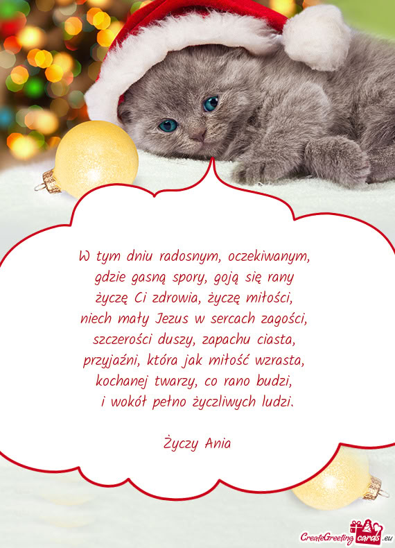 W tym dniu radosnym, oczekiwanym,   gdzie gasną spory, goją się rany