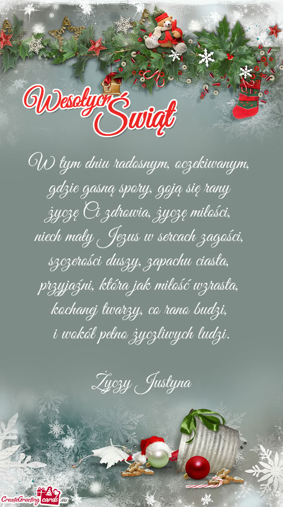 W tym dniu radosnym, oczekiwanym,   gdzie gasną spory, goją się rany