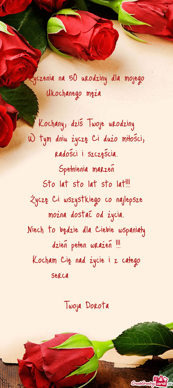 W tym dniu życzę Ci dużo miłości, radości i szczęścia