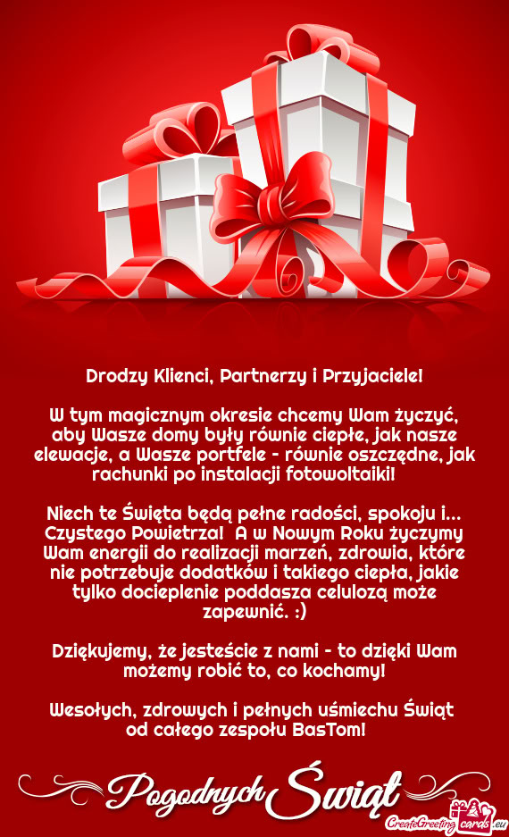 W tym magicznym okresie chcemy Wam życzyć, aby Wasze domy były równie ciepłe, jak nasze elewacj