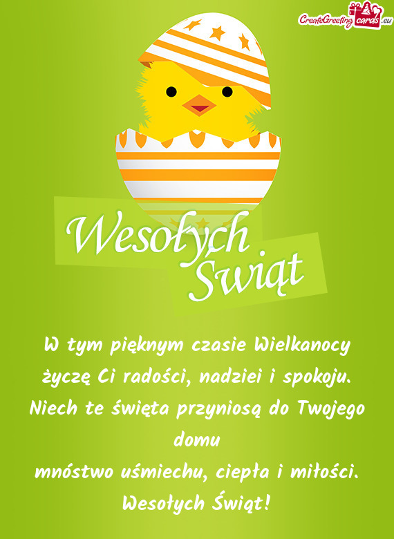 W tym pięknym czasie Wielkanocy życzę Ci radości