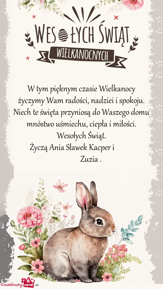 W tym pięknym czasie Wielkanocy  życzymy Wam radości, nadziei i spokoju.