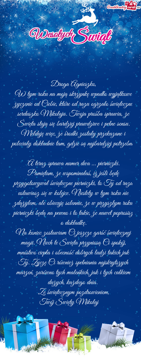 W tym roku na moją skrzynkę wpadło wyjątkowe życzenie od Ciebie, które od razu ogrzało świą