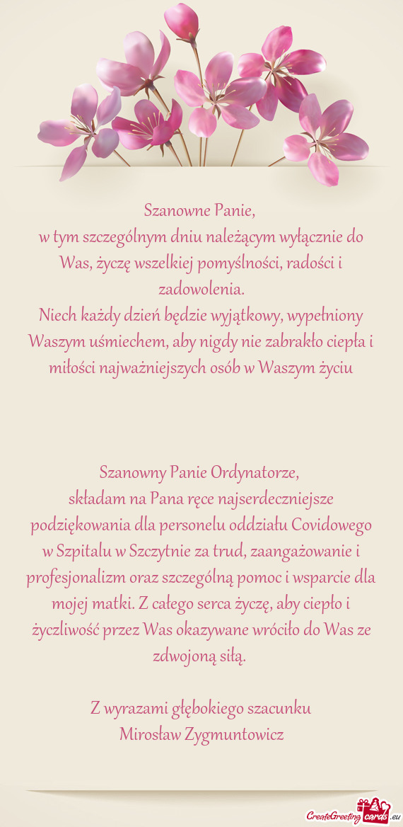 W tym szczególnym dniu należącym wyłącznie do Was, życzę wszelkiej pomyślności, radości i