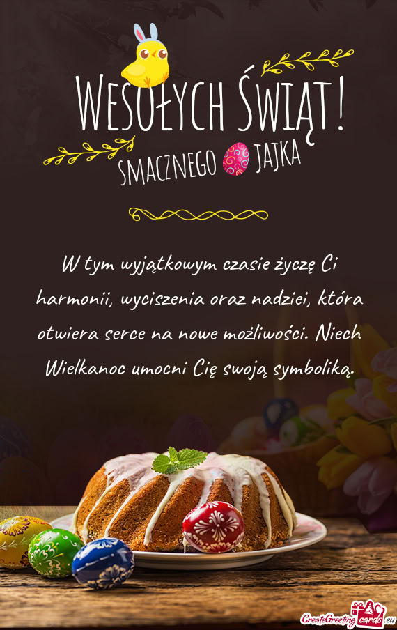 W tym wyjątkowym czasie życzę Ci harmonii, wyciszenia oraz nadziei, która otwiera serce na nowe
