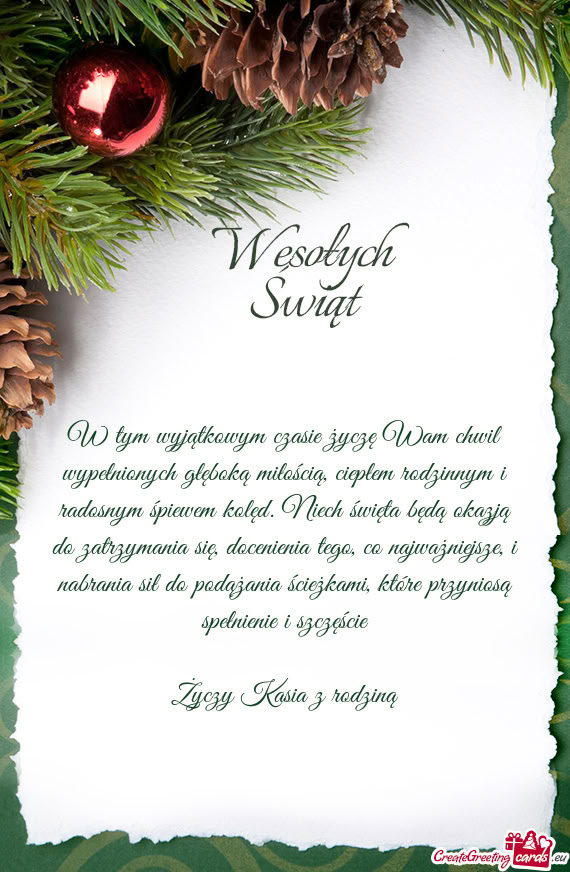 W tym wyjątkowym czasie życzę Wam chwil wypełnionych głęboką miłością, ciepłem rodzinnym