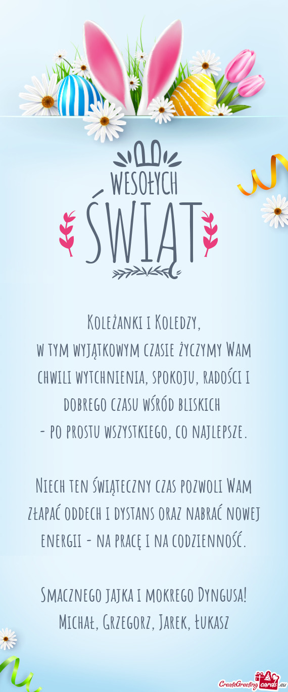 W tym wyjątkowym czasie życzymy Wam chwili wytchnienia, spokoju, radości i dobrego czasu wśród