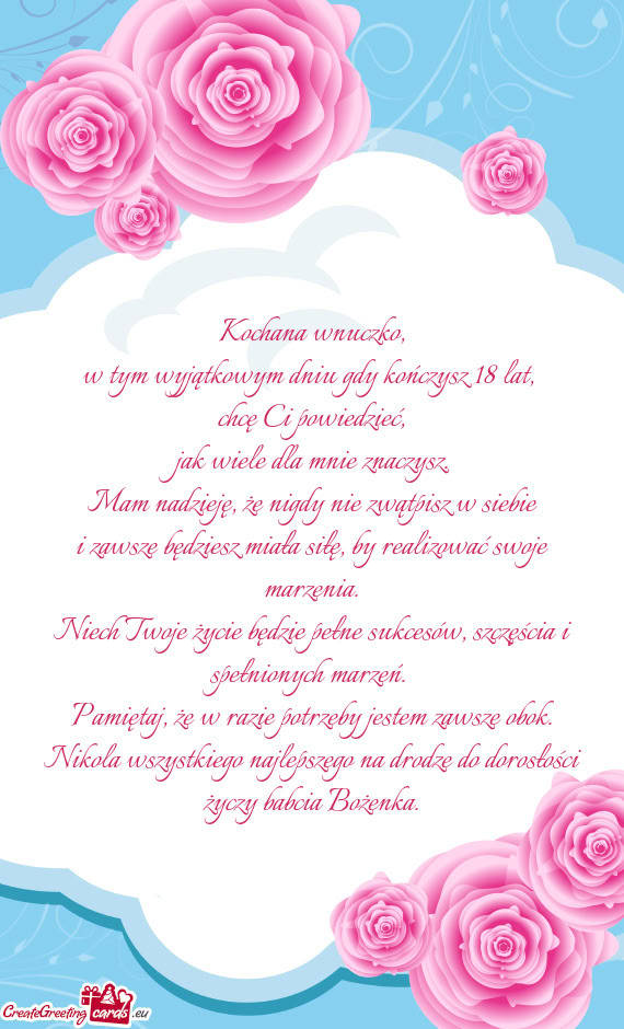 W tym wyjątkowym dniu gdy kończysz 18 lat