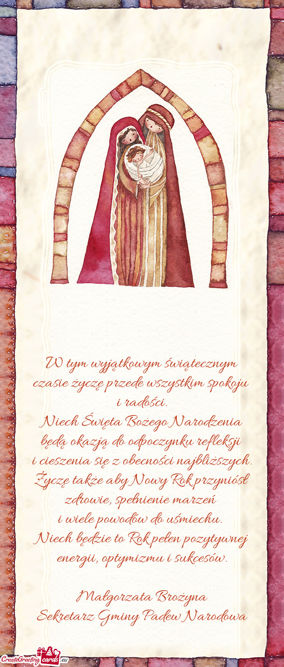 W tym wyjątkowym świątecznym czasie życzę przede wszystkim spokoju