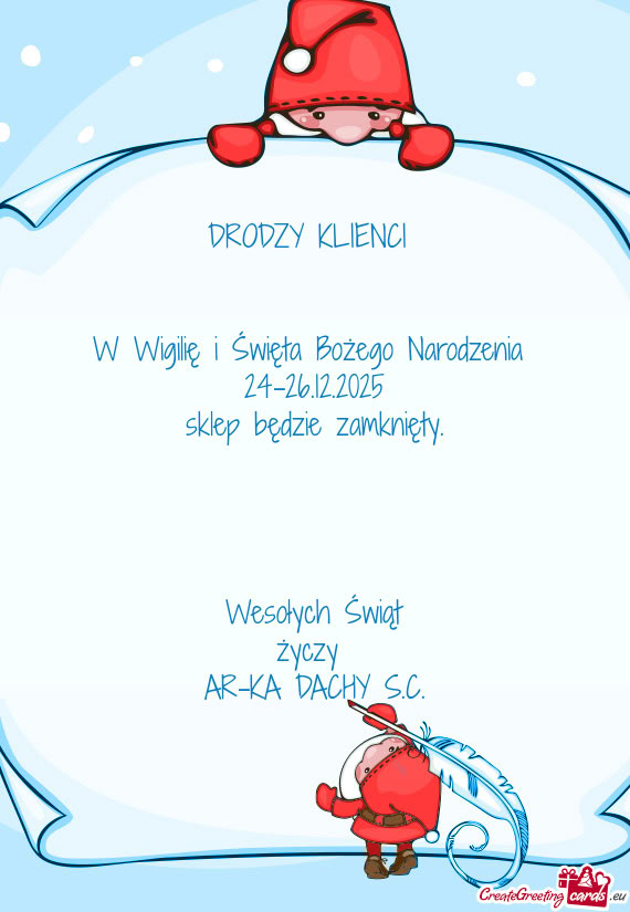 W Wigilię i Święta Bożego Narodzenia