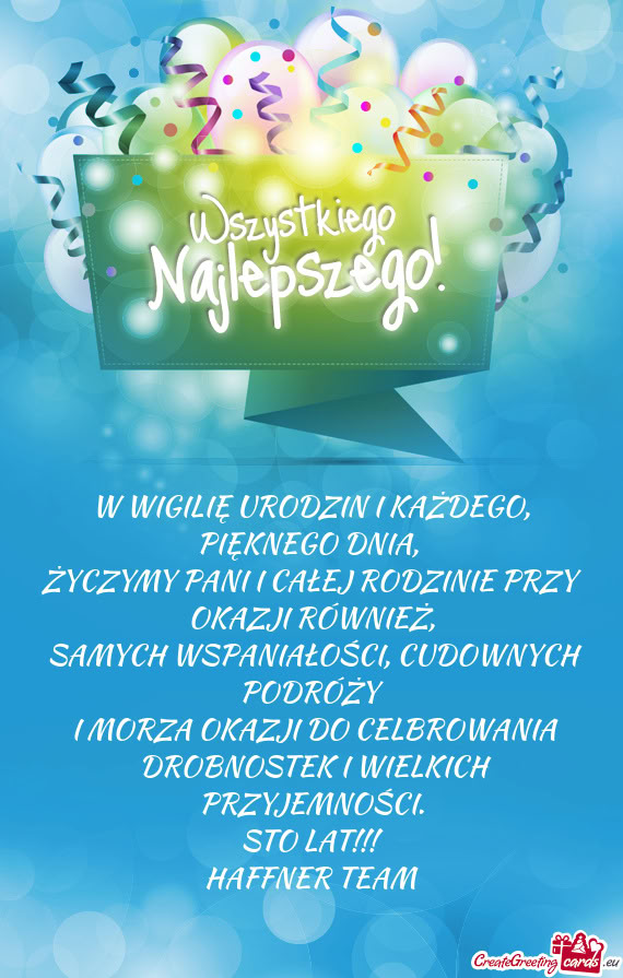 W WIGILIĘ URODZIN I KAŻDEGO, PIĘKNEGO DNIA