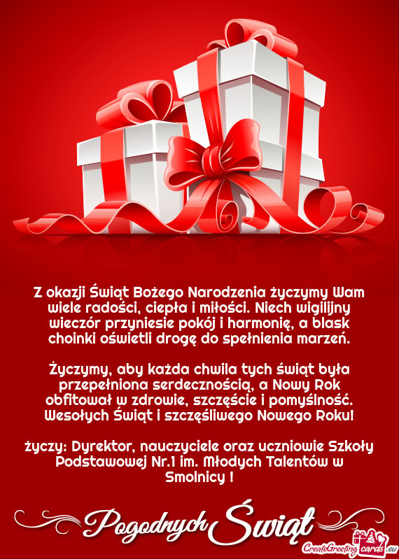 W zdrowie, szczęście i pomyślność. Wesołych Świąt i szczęśliwego Nowego Roku