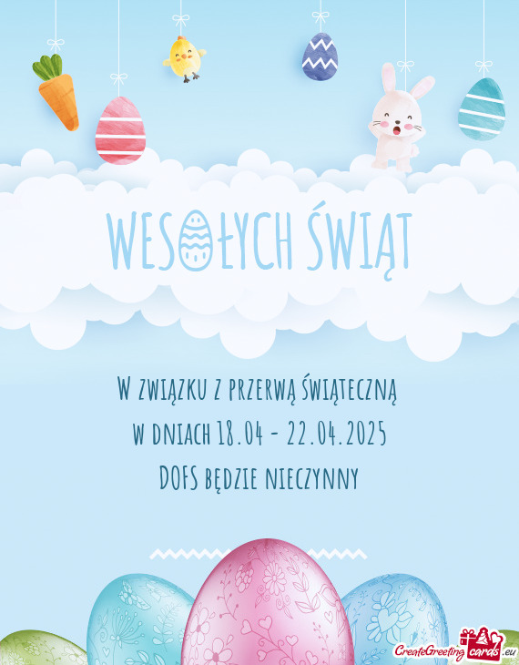 W związku z przerwą świąteczną