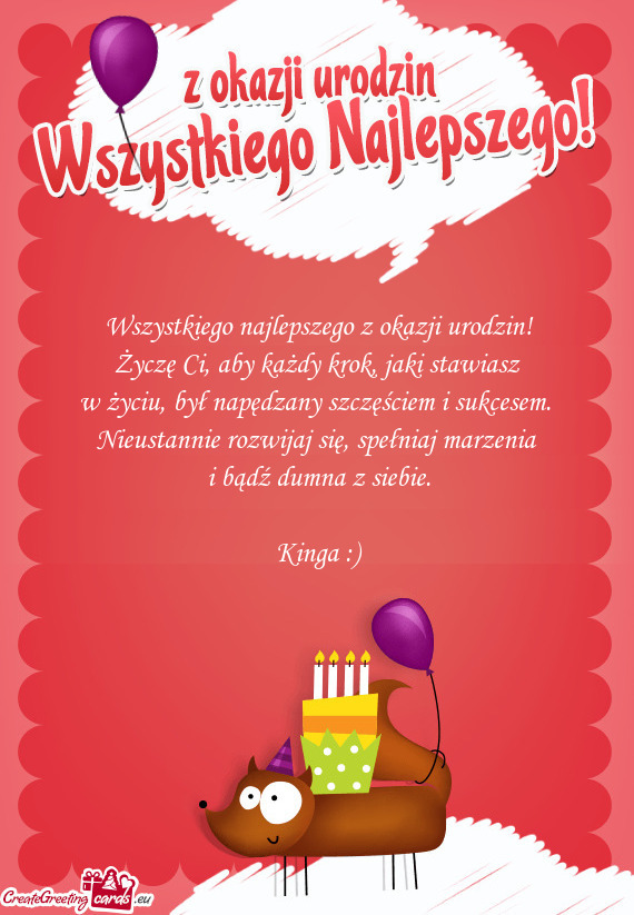 W życiu, był napędzany szczęściem i sukcesem. Nieustannie rozwijaj się, spełniaj marzenia