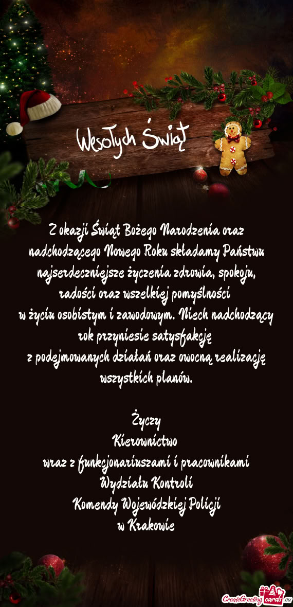W życiu osobistym i zawodowym. Niech nadchodzący rok przyniesie satysfakcję