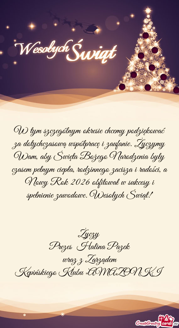 Wam, aby Święta Bożego Narodzenia były czasem pełnym ciepła, rodzinnego zacisza i radości, a