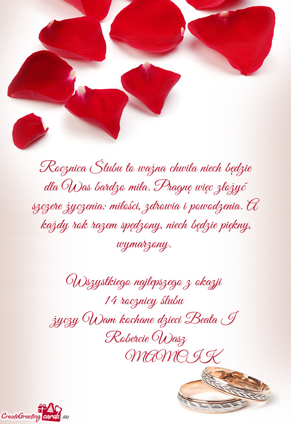 Wam kochane dzieci Beata I Robercie Wasz