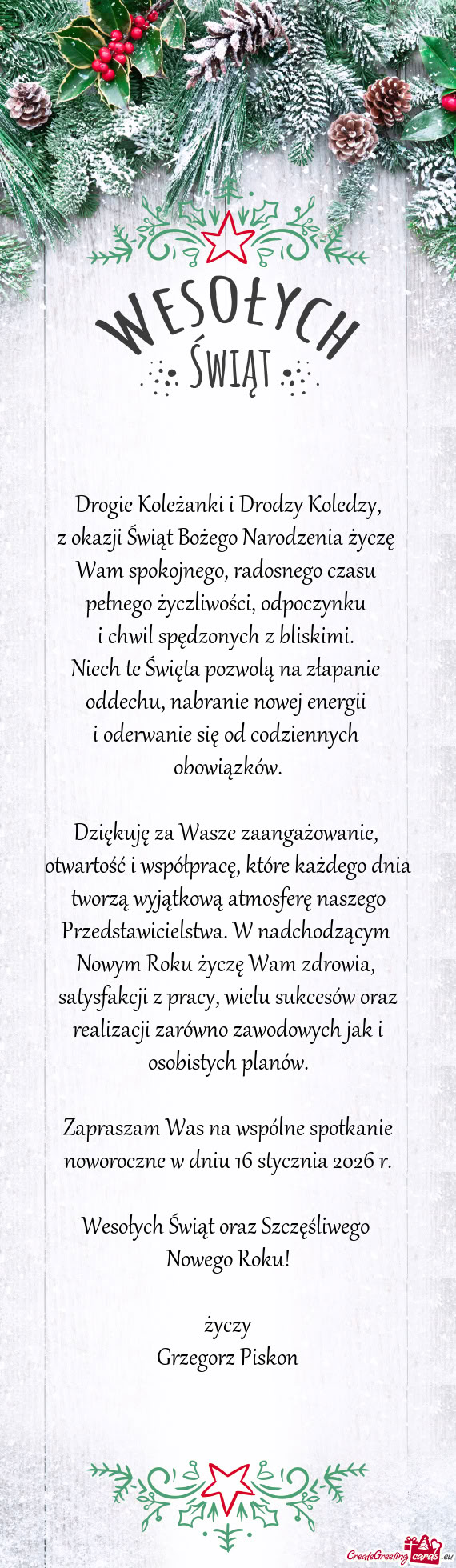 Wam spokojnego, radosnego czasu