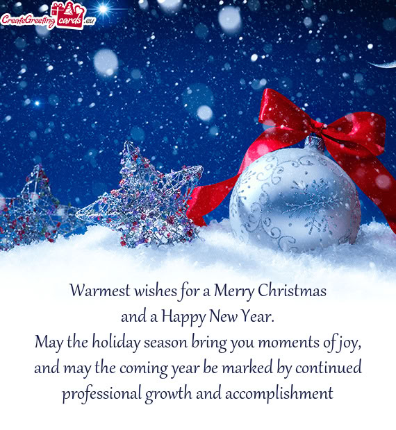 Warmest wishes for a Merry Christmas