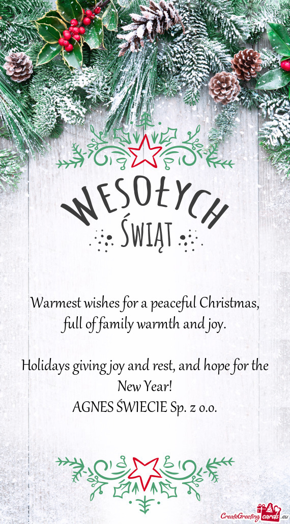 Warmest wishes for a peaceful Christmas