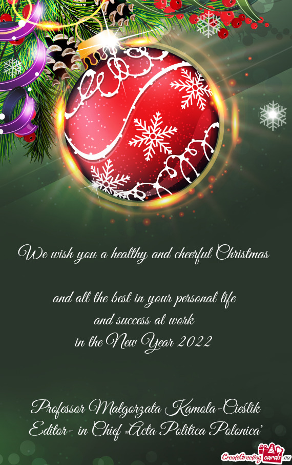 We wish you a healthy and cheerful Christmas