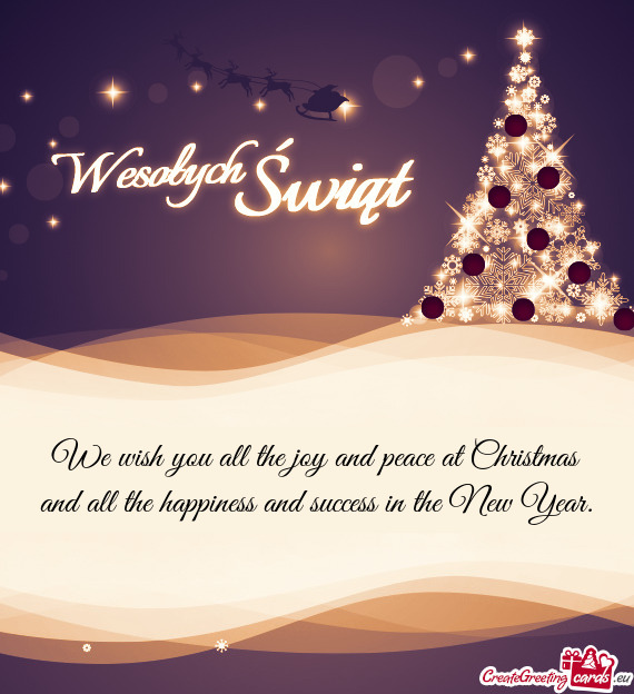 We wish you all the joy and peace at Christmas and all the happiness and success in the New Year