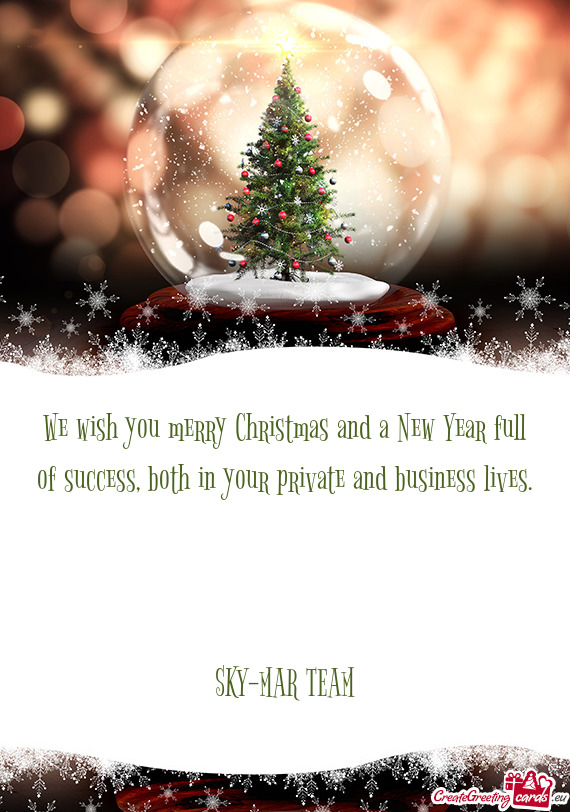 We wish you merry Christmas and a New Year full of success, both in your private and business lives
