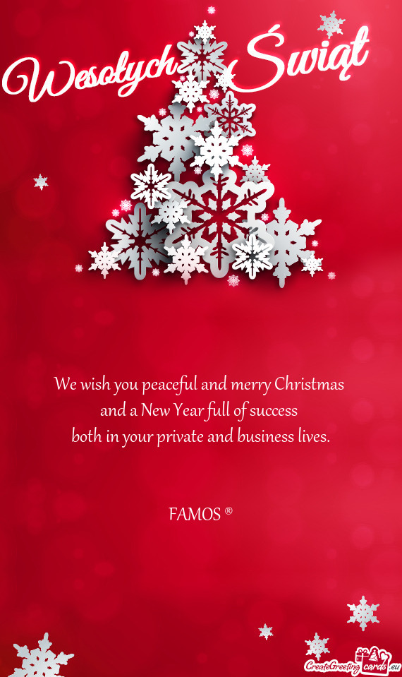 We wish you peaceful and merry Christmas