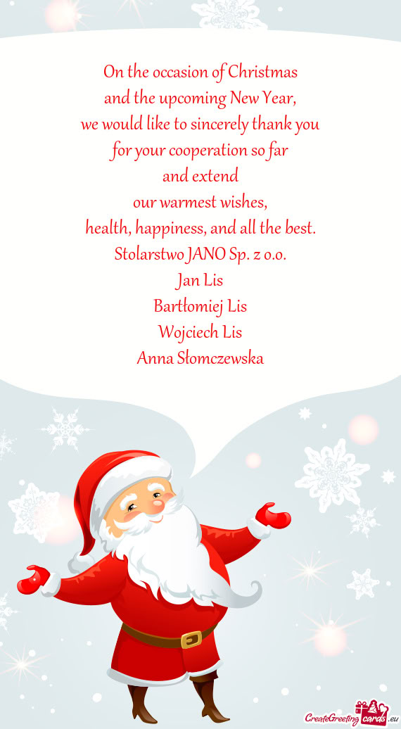 We would like to sincerely thank you