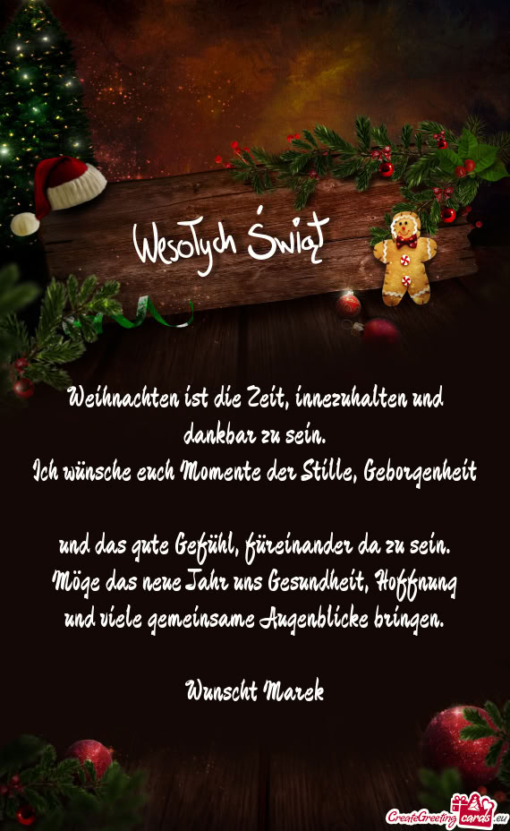 Weihnachten ist die Zeit, innezuhalten und dankbar zu sein