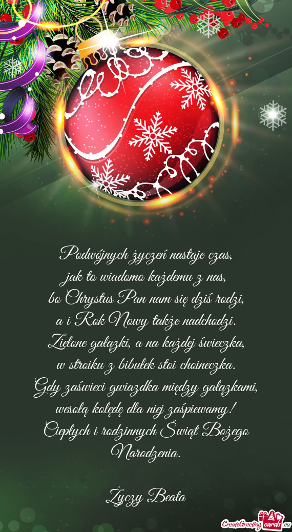 Wesołą kolędę dla niej zaśpiewamy! Ciepłych i rodzinnych Świąt Bożego Narodzenia