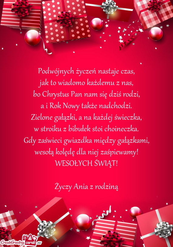 Wesołą kolędę dla niej zaśpiewamy! WESOŁYCH ŚWIĄT! Ania z rodziną