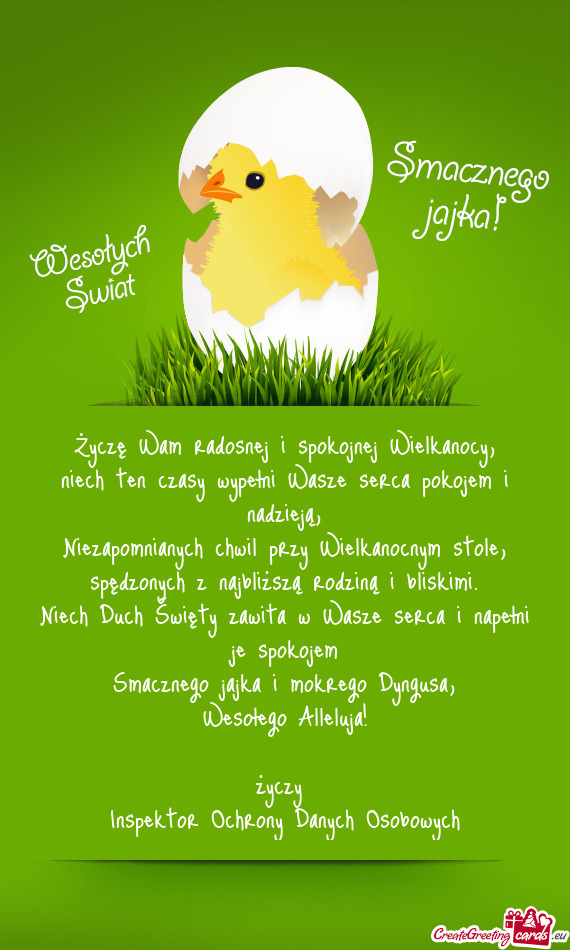 Wesołego Alleluja!  Inspektor Ochrony Danych Osobowych
