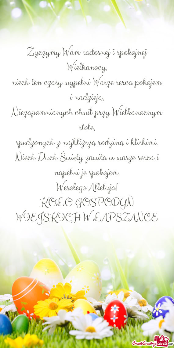 Wesołego Alleluja! KOŁO GOSPODYŃ WIEJSKICH W ŁAPSZANCE